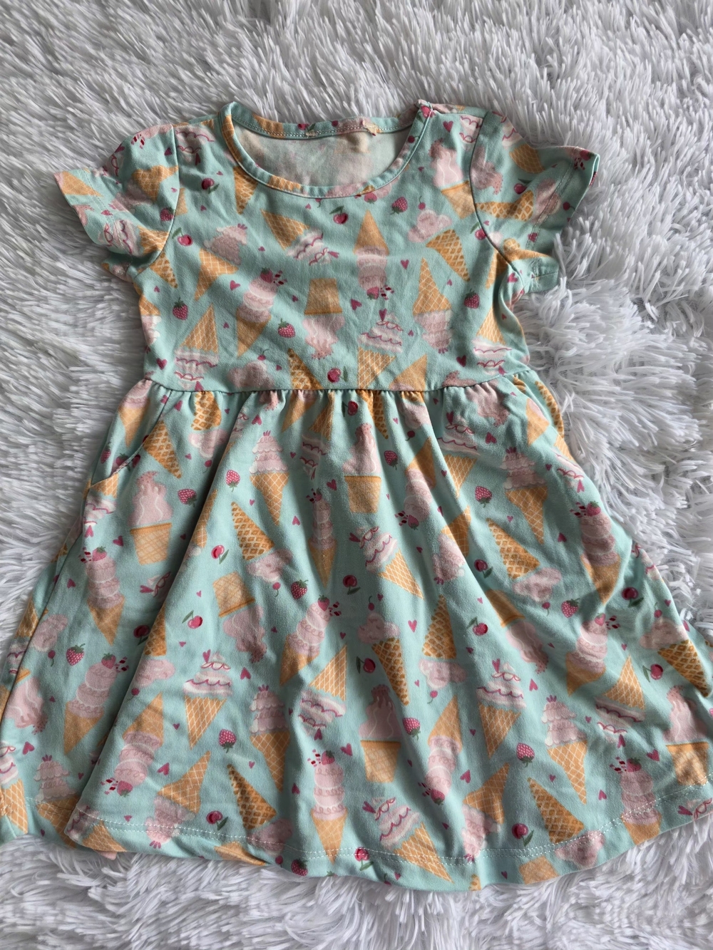 Girls' Mint Ice Cream Cone Casual Dress